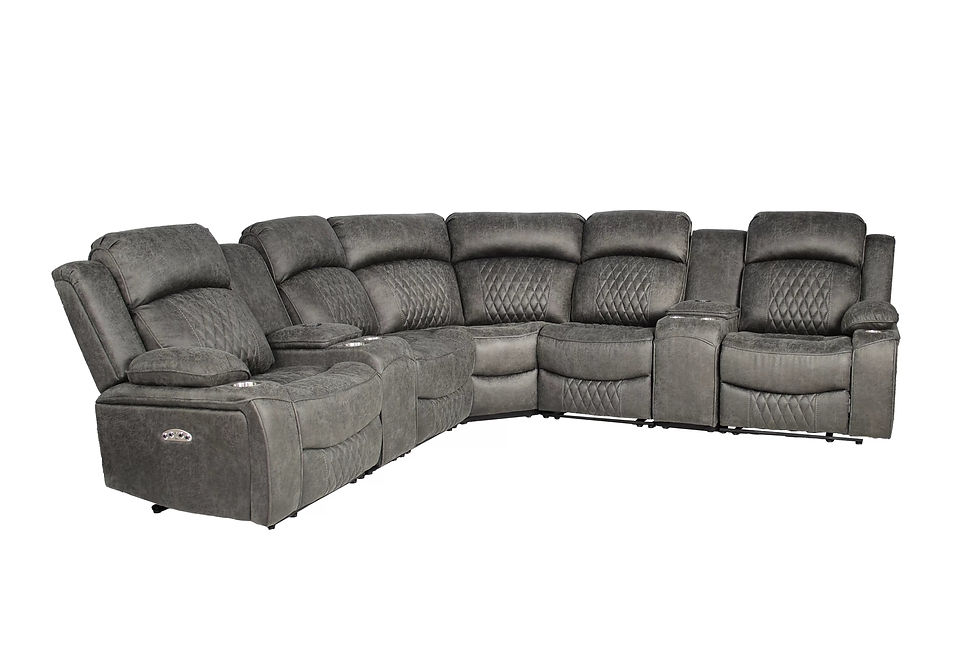 Thumbnail: Gel Leatherette Power Reclining Sectional with Wireless Charging