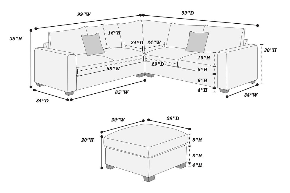 Thumbnail: Ivory 4-Piece Sectional — F8891