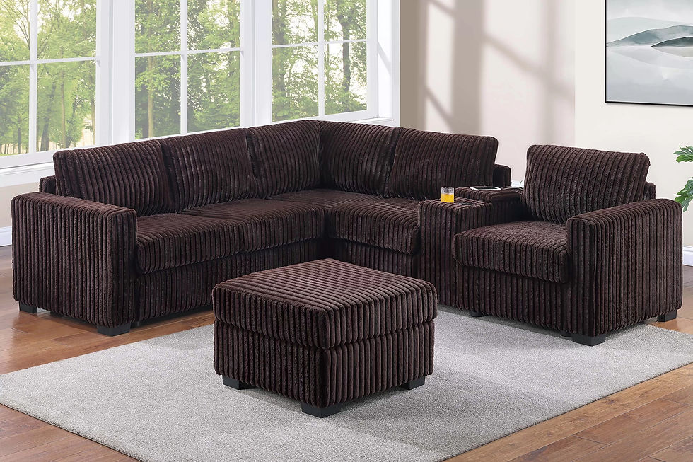 Thumbnail: Coffee 4-Piece Sectional Set with Ottoman — F8345