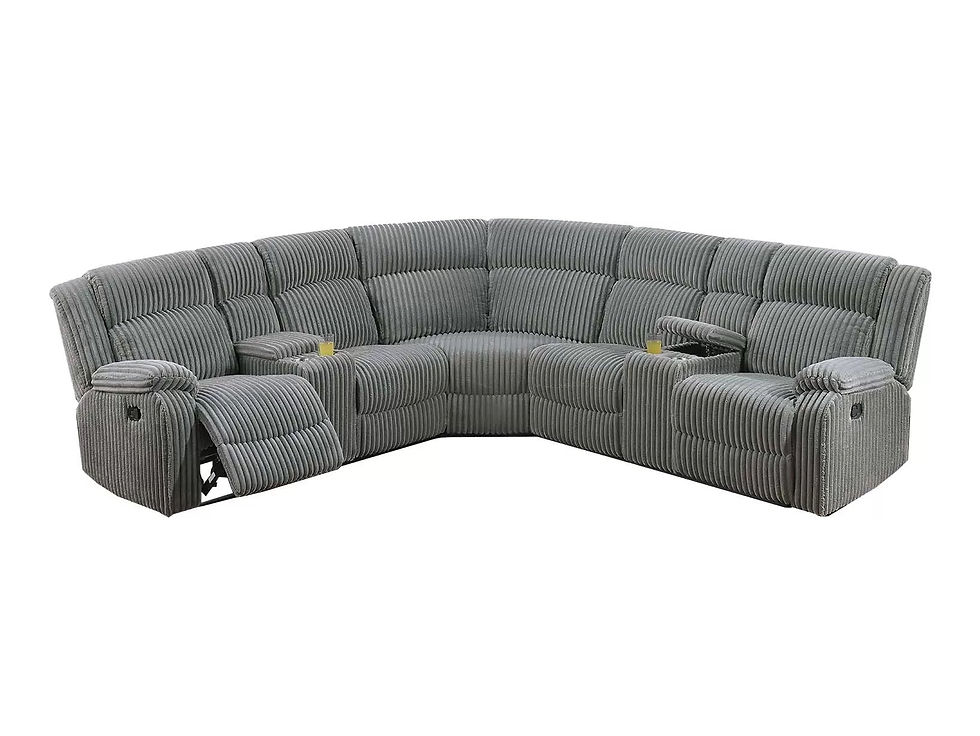 Thumbnail: Smoke Corduroy Manual Motion Sectional with Dual Consoles