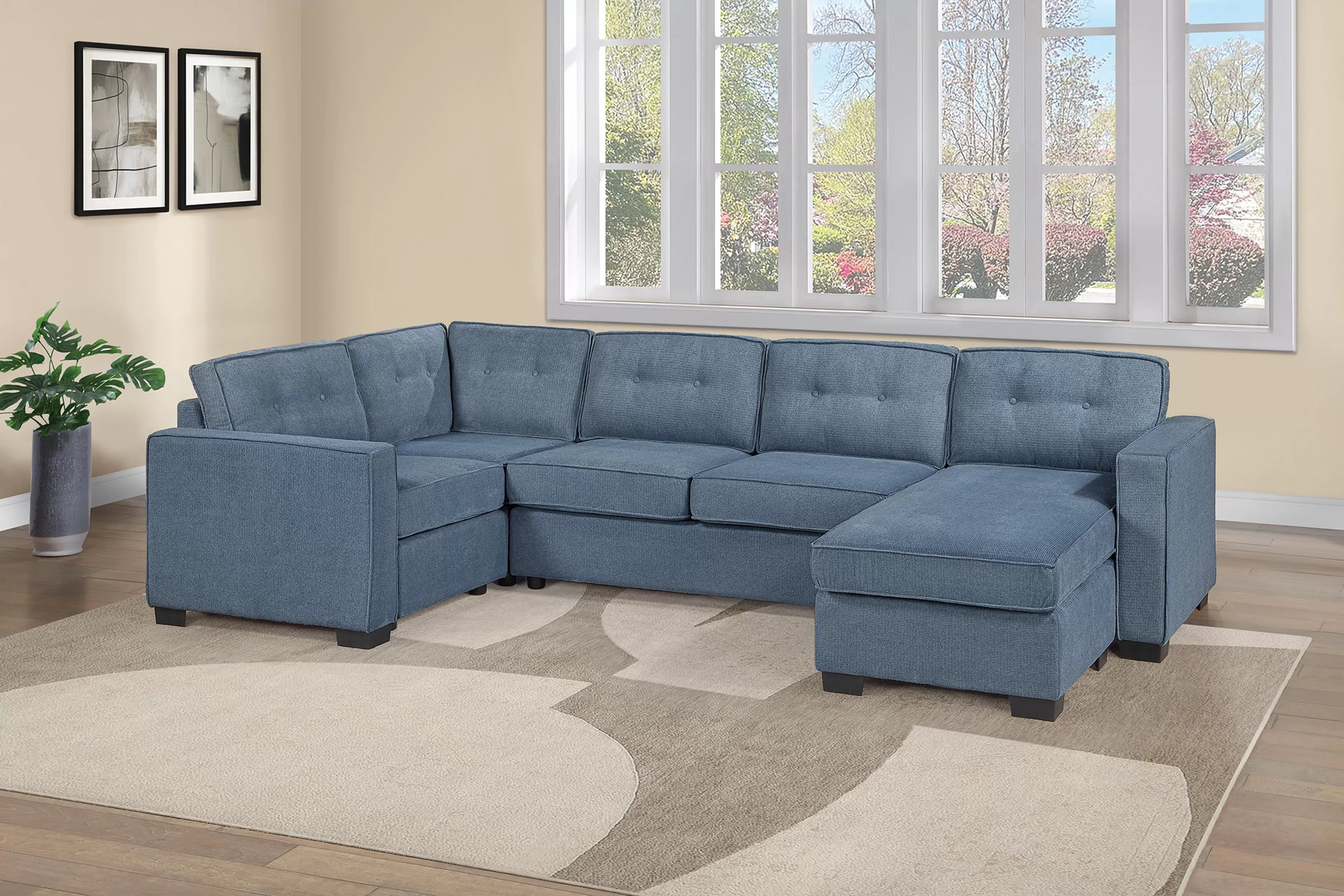 Blue 3-Piece Sectional Set — F8397