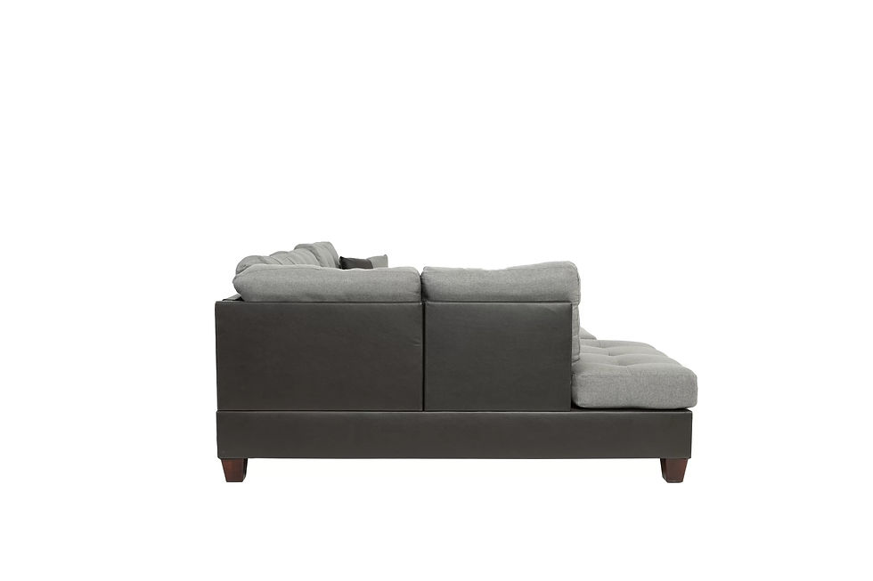 Thumbnail: Gray 3-Piece Reversible Sectional Sofa Set with Ottoman — F6858