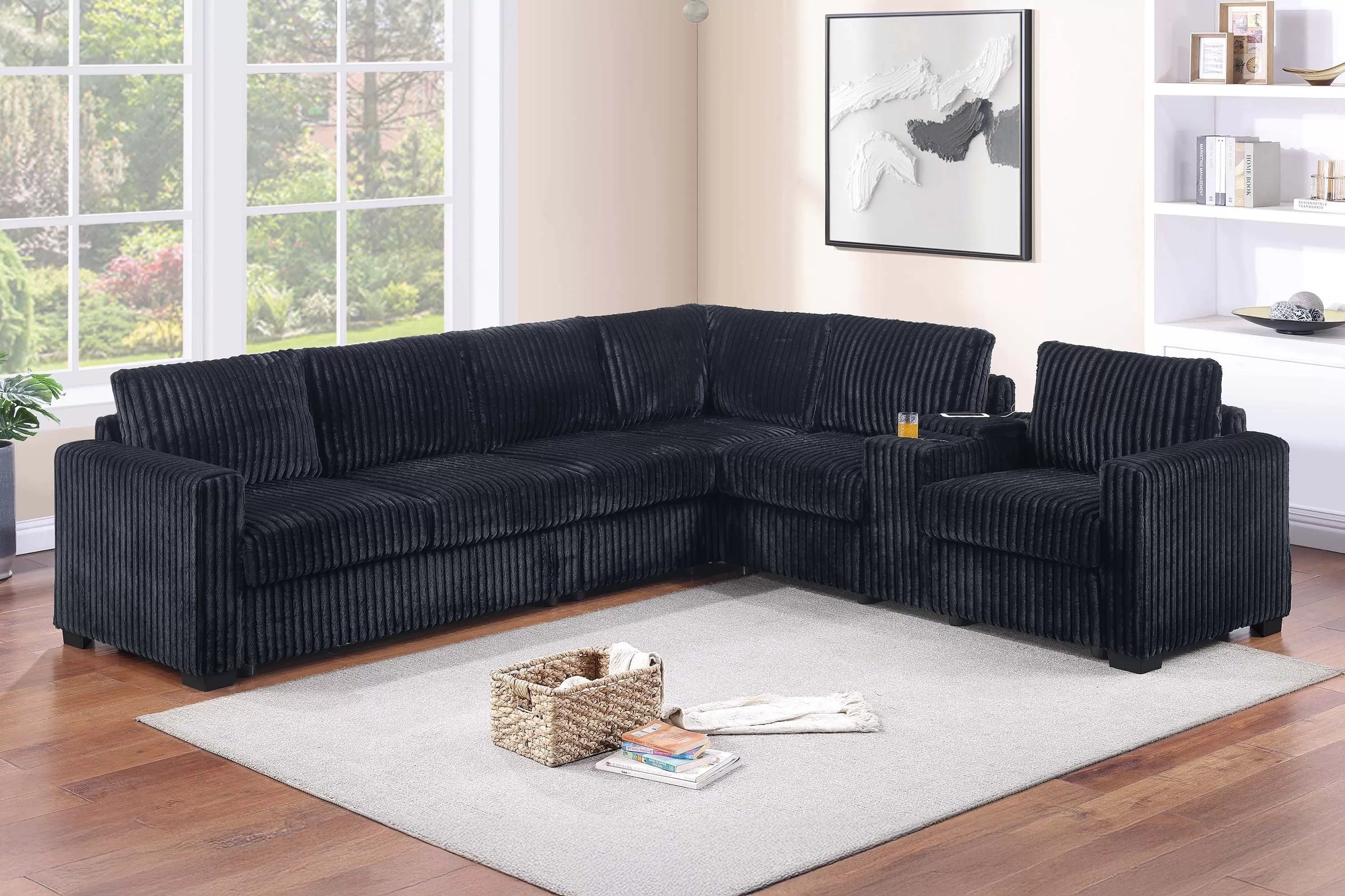 Black 4-Piece Sectional Set — F8346