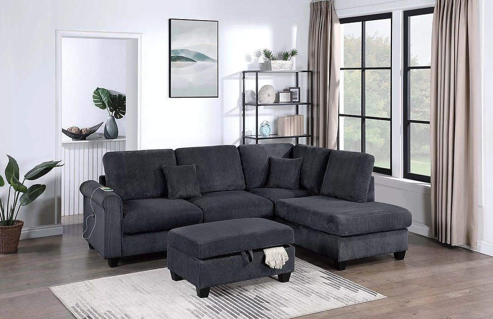 Thumbnail: Black 3-Piece Sectional Set — F8300