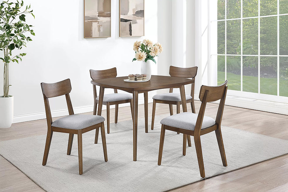 Thumbnail: Walnut Square 5-Piece Dining Set with Upholstered Chairs