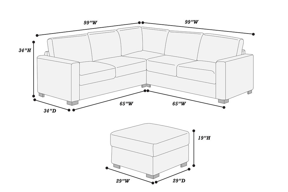 Thumbnail: Black 4-Piece Sectional Set — F8353