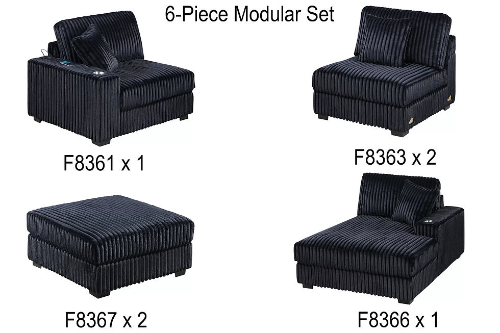 Thumbnail: Black 6-Piece Modular Sectional Set — 193