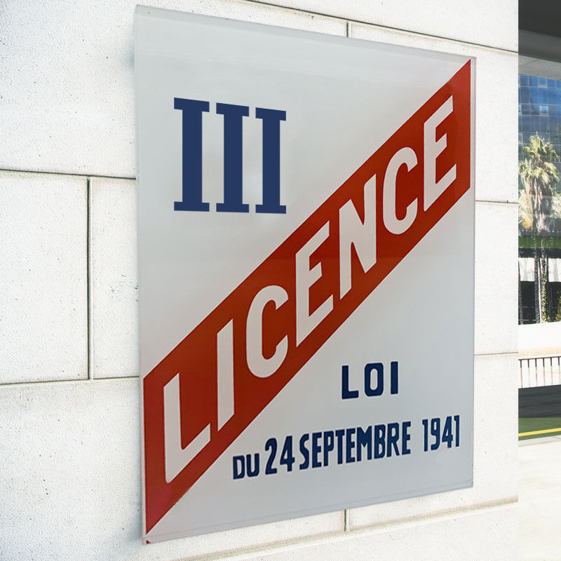 Miniature : PANNEAU PLEXIGLASS LICENCE III