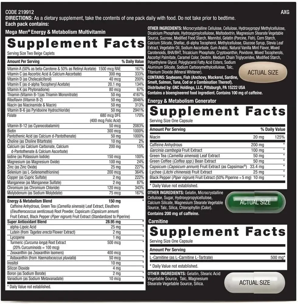 Miniatura: GNC Mega Men Performance & Vitality Vitapak 30 Envelopes