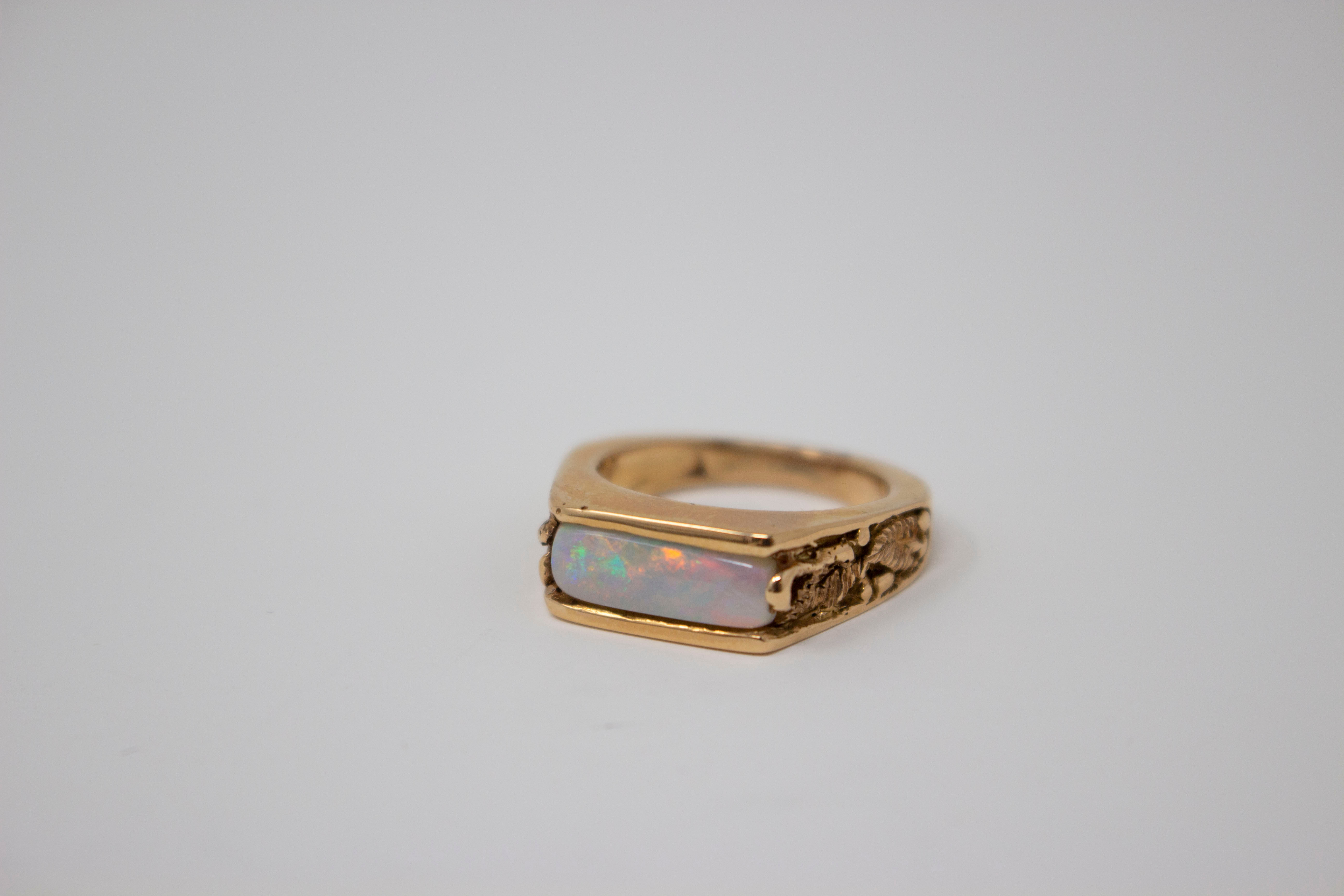18k Rose Gold Natural White Opal Ring
