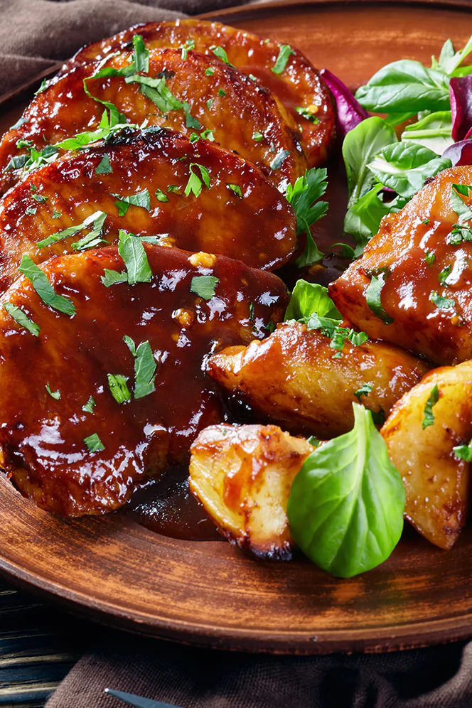 Bourbon glazed pork chops