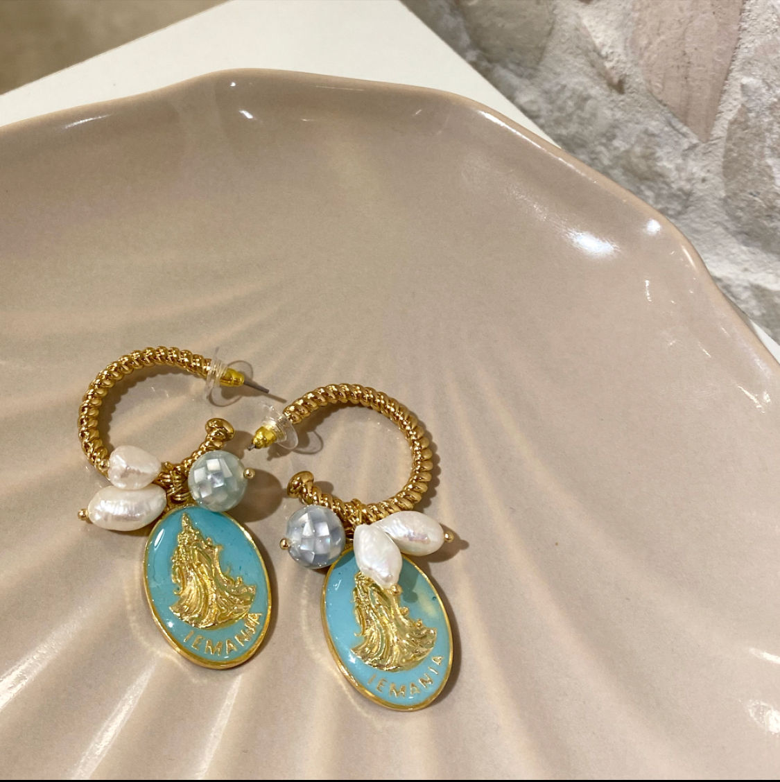 Brinco Iemanjá turquesa