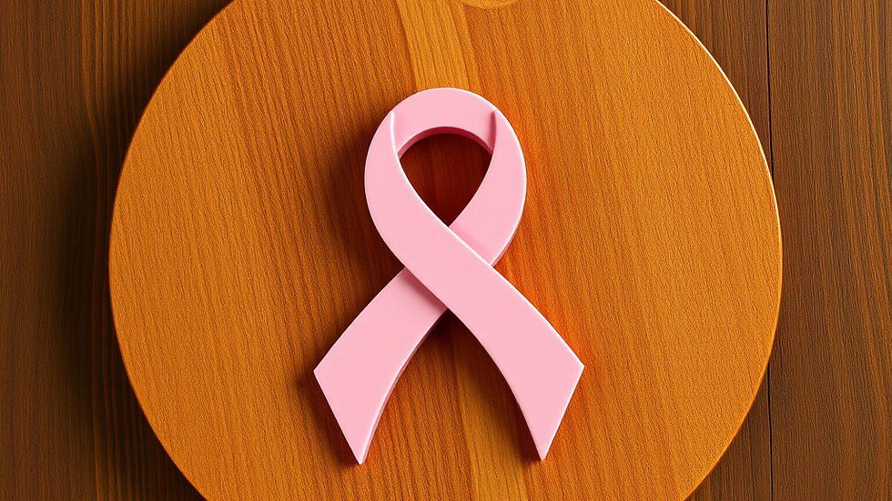 breast cancer symbol with soft rose pink calm, relaxing and dark honey wooden and golden c