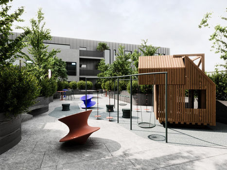 Riverproperties skolas iela 17 jaunais projekts Rīgā, komercplatības un dzīvojamās platības, Rīgas vēsturiskais centrs, Rīgas centrs, iekšpagalms, bērnu laukums, terase, šūpoles