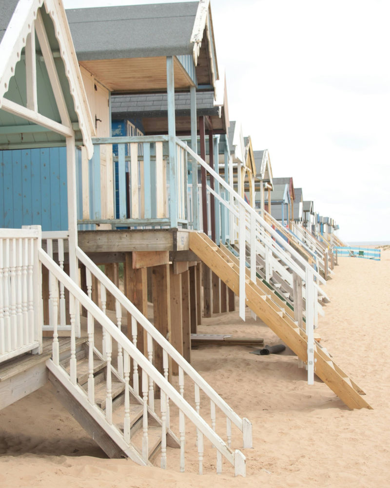 Colourful beach huts on the Norfolk coast