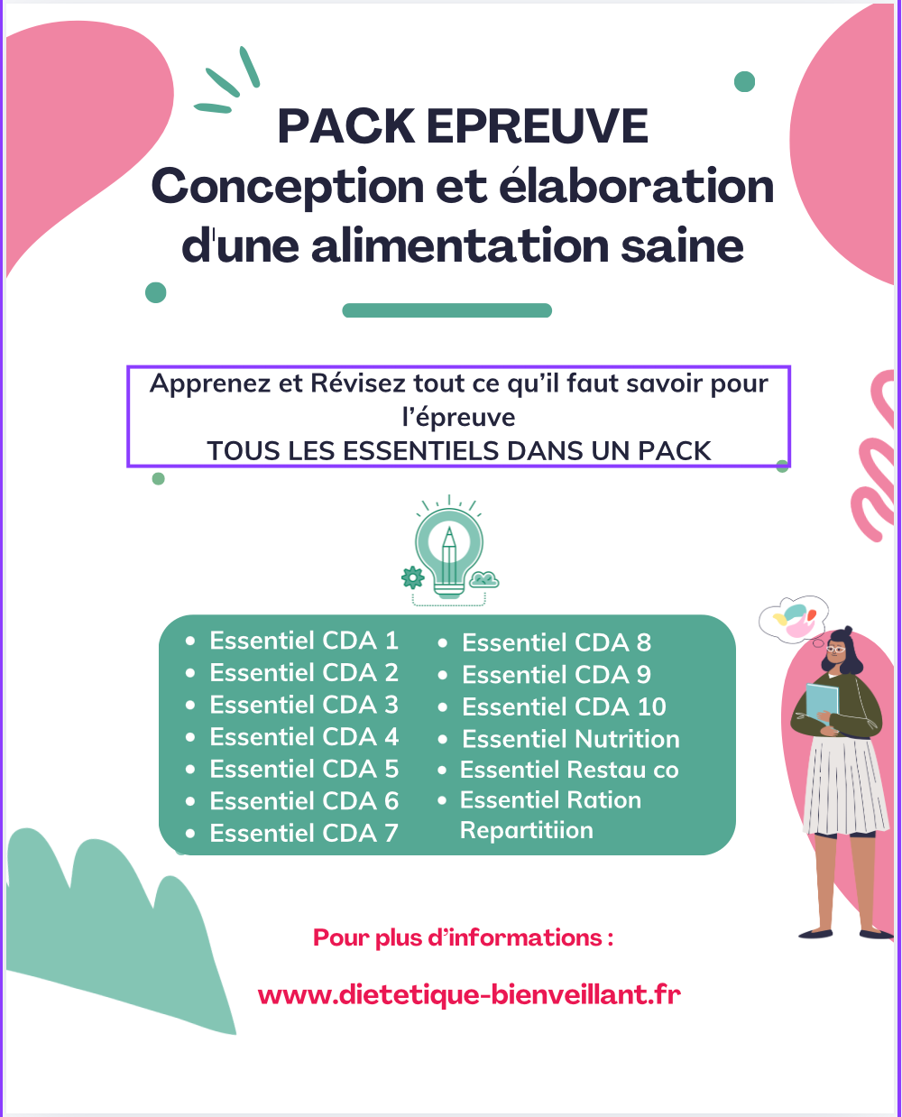 Pack Epreuve Conception et élaboration d'une alimentation saine