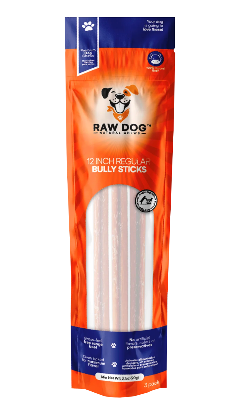 Raw Dog Chews Value Pack 12" bully Sticks (3 ct)