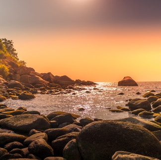 Rocks at the ocean edge in Goa, India
