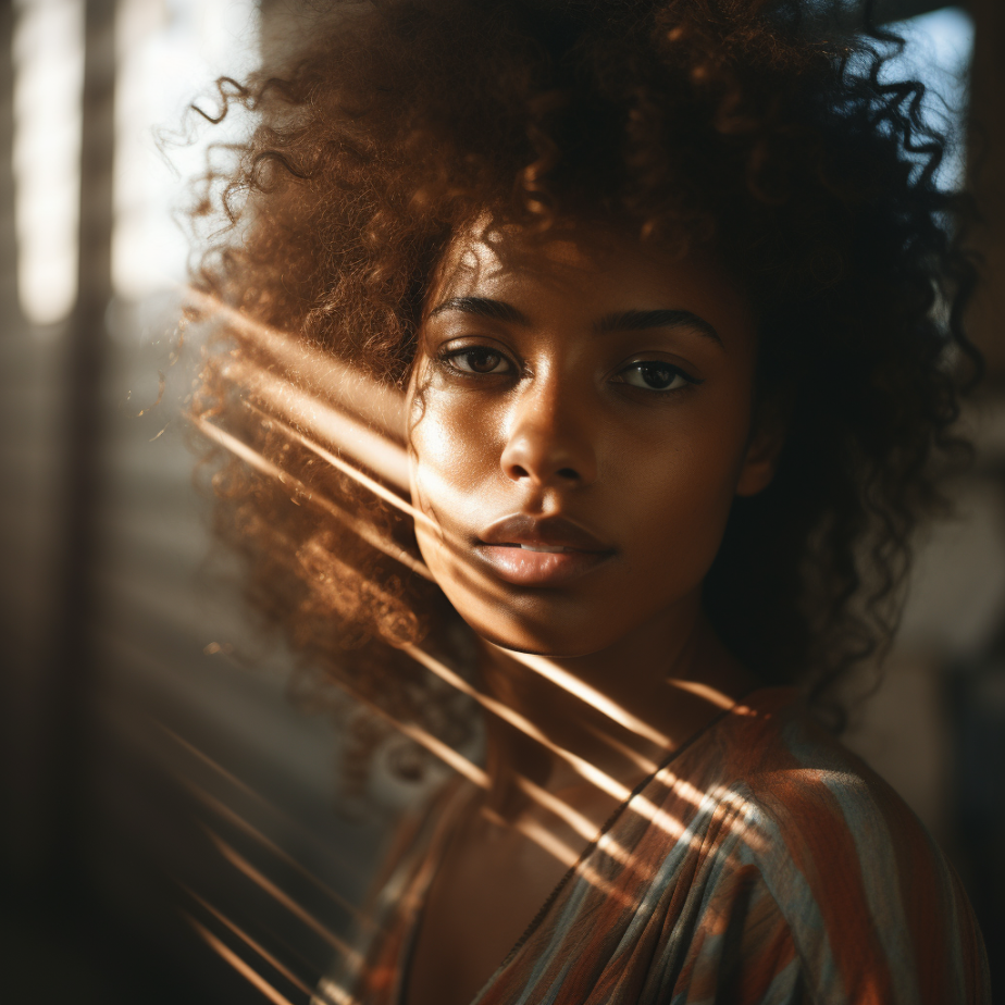 Black woman with light rays