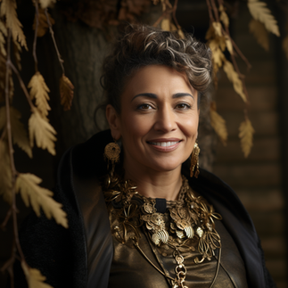 AI image of a dual heritage woman in a forest