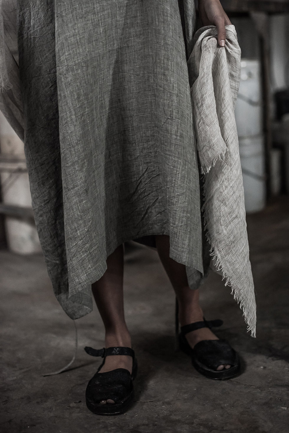 Loom Linen Grey Pinafore -7295