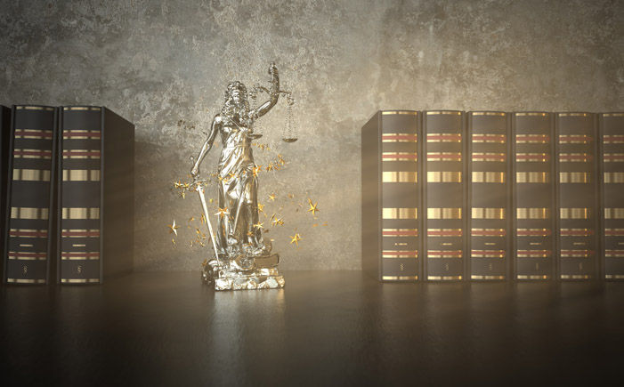 Justitia Statue mit goldenen Sternen, Sterne-Rechtskanzlei
