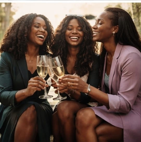 Three-Black-women-celebrating-with-champagne-glasses-smiling