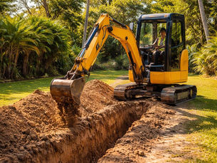 Excavator services in Fort Walton Beach FL showing heavy equipment performing site preparation and excavation work