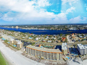 Aerial view of Okaloosa Island along the Emerald Coast near Pensacola, FL