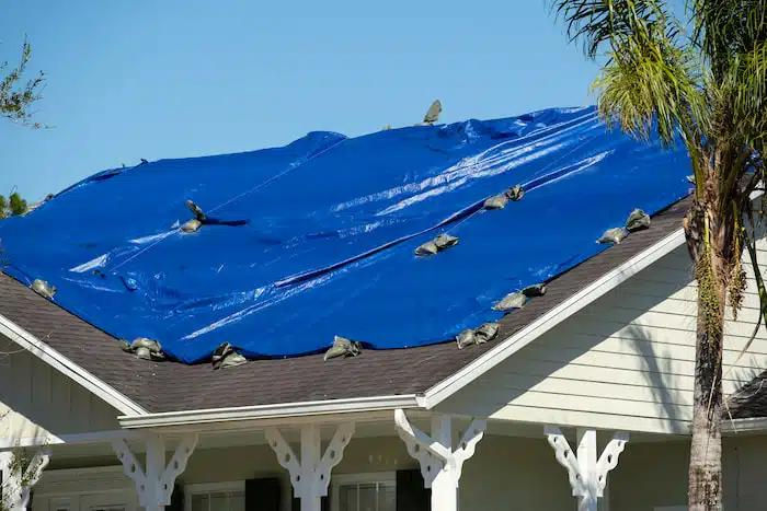 Emergency roof tarp installed after storm damage in Fort Walton Beach FL
