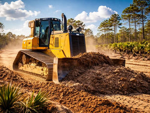 Heavy equipment performing land clearing in Fort Walton Beach FL on wooded property