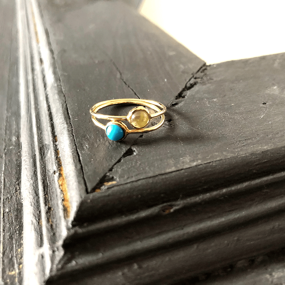 Miniature : Bague en plaqué or et péridot. Les Merveilleuses