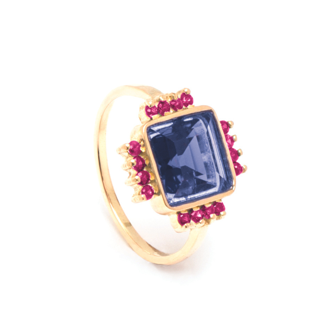 Les Merveilleuses - Bijoux en or 18 carats - Made in France - Bague - Iolite etrubis