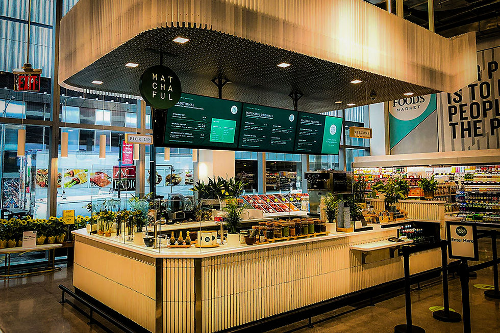 Retail fixtures in coffee shop at local grocery store