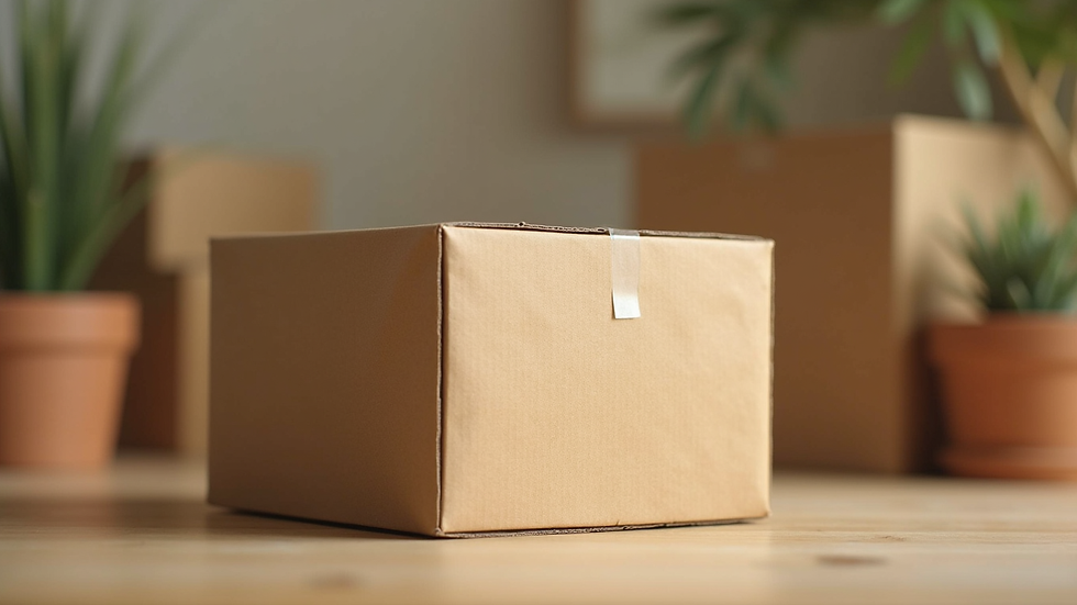 Close-up view of a customised cardboard box with eco-friendly design