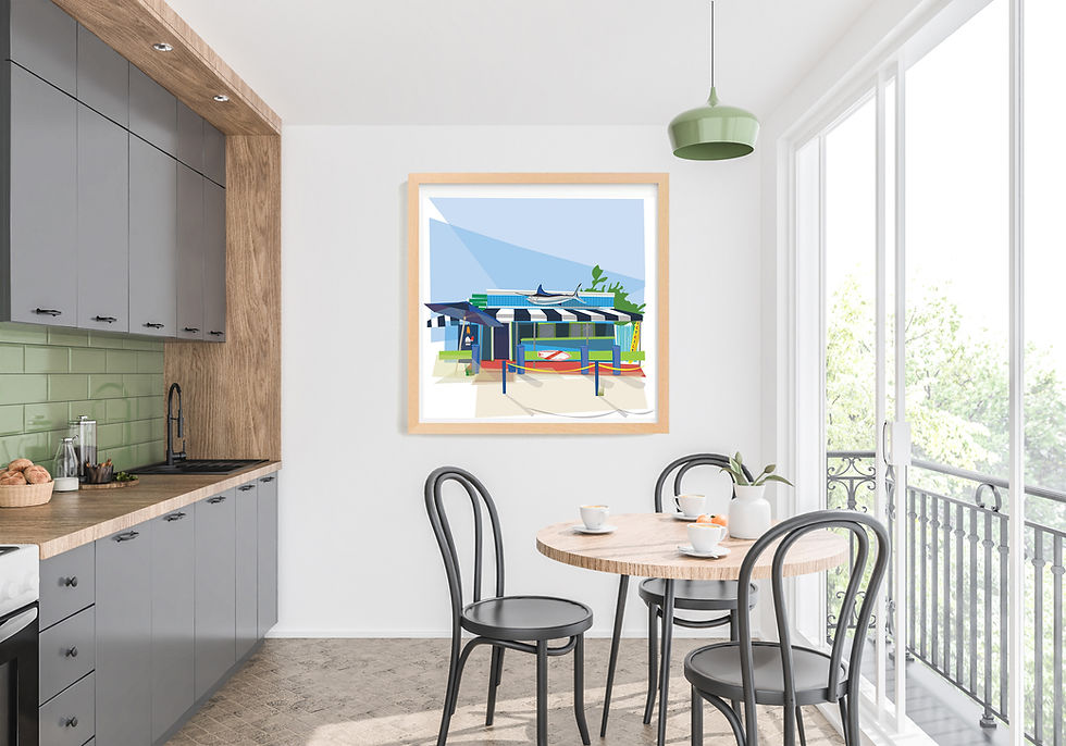 Thumbnail: Cyril's - Montauk Highway Framed Digital Illustration