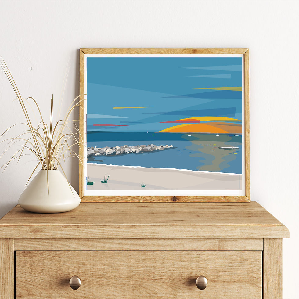 Thumbnail: Stonington duBois Beach Illustrated Framed Print