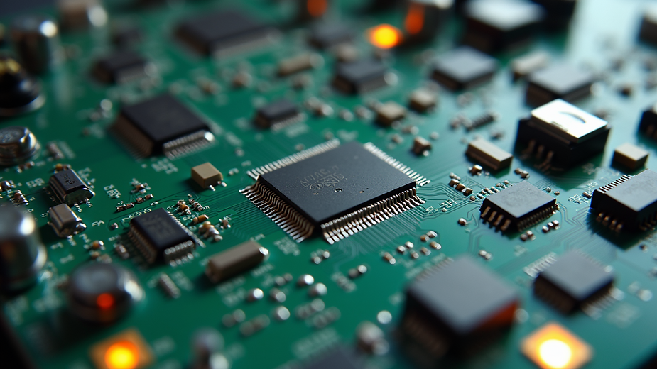 Eye-level view of a double-sided PCB