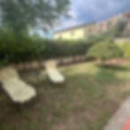 Two sun loungers in the private garden