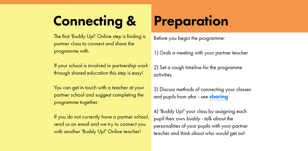 A screen shot of how to connect and plan for Buddy Up! online