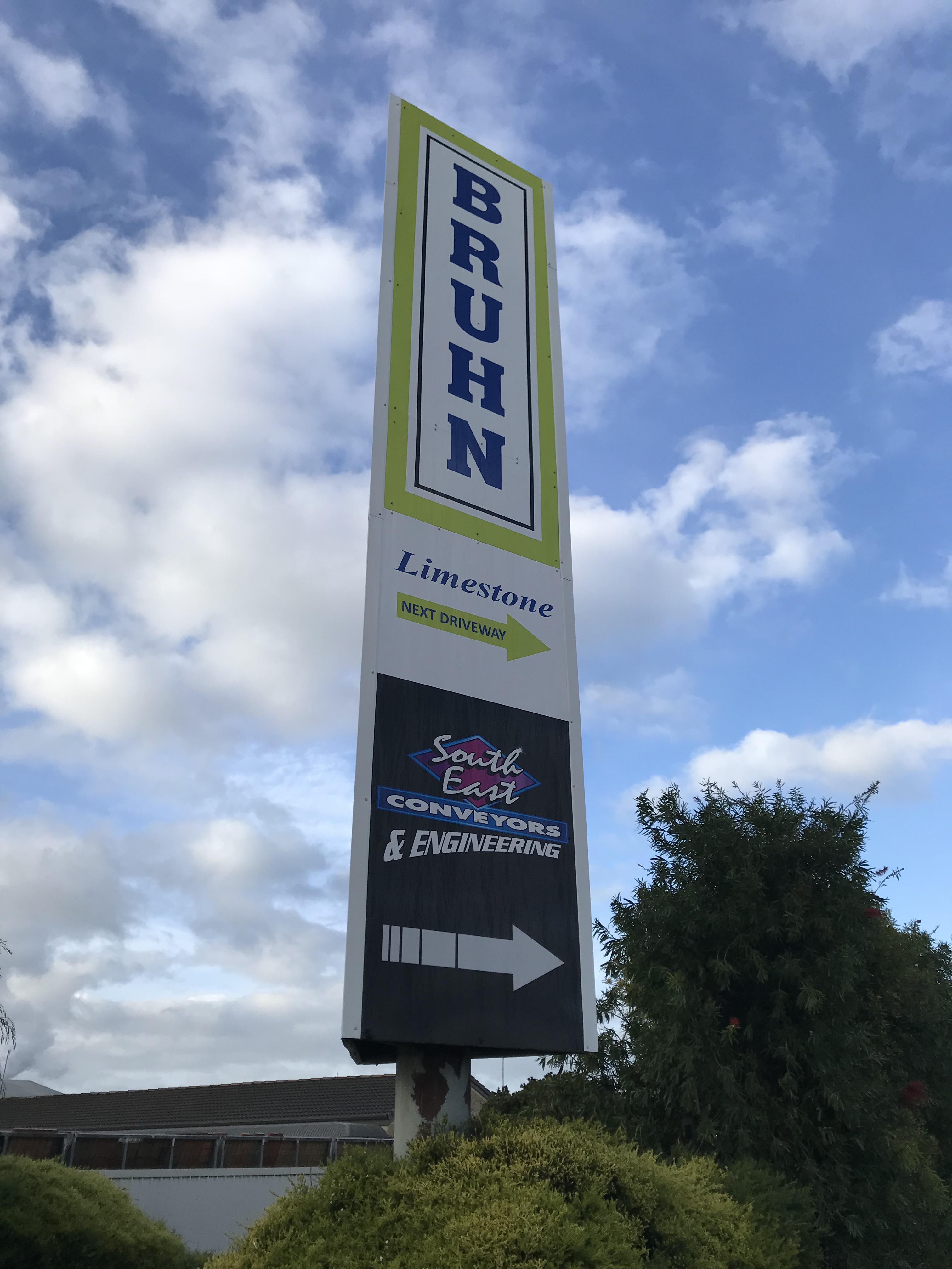 Bruhn Limestone Pylon Sign