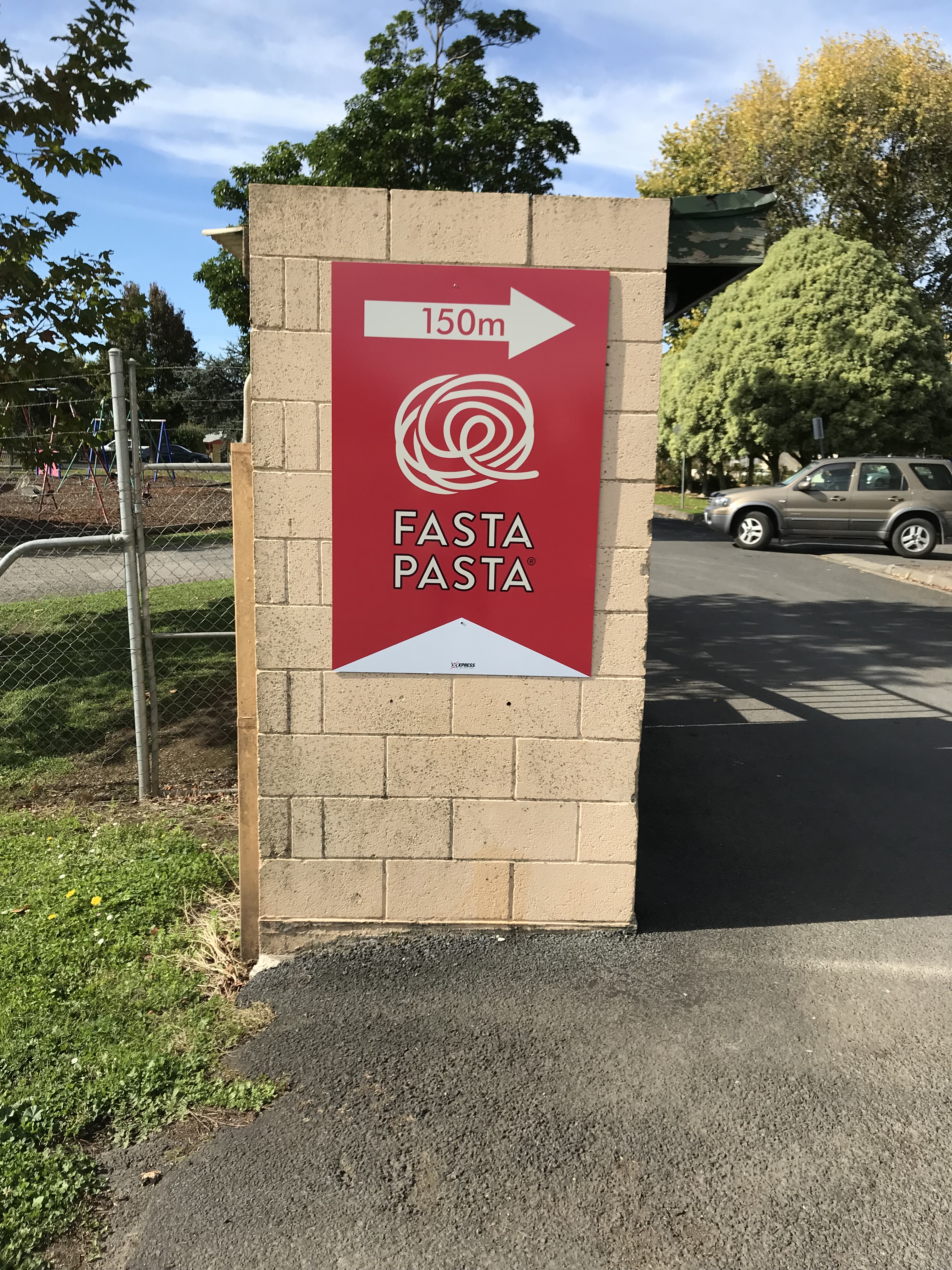 Fasta Pasta Football Sponsor Sign