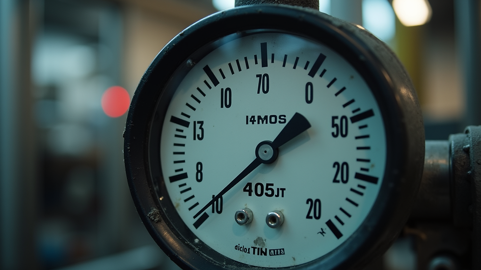 Close-up view of industrial boiler pressure gauge