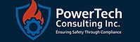 PowerTech Consulting Inc. logo featuring shield, flame, and gear symbolizing boiler safety, TSBC compliance, pressure-vessel
