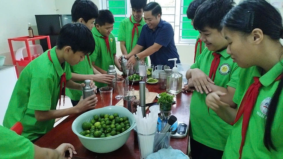 The children are learning how to make lemonade
