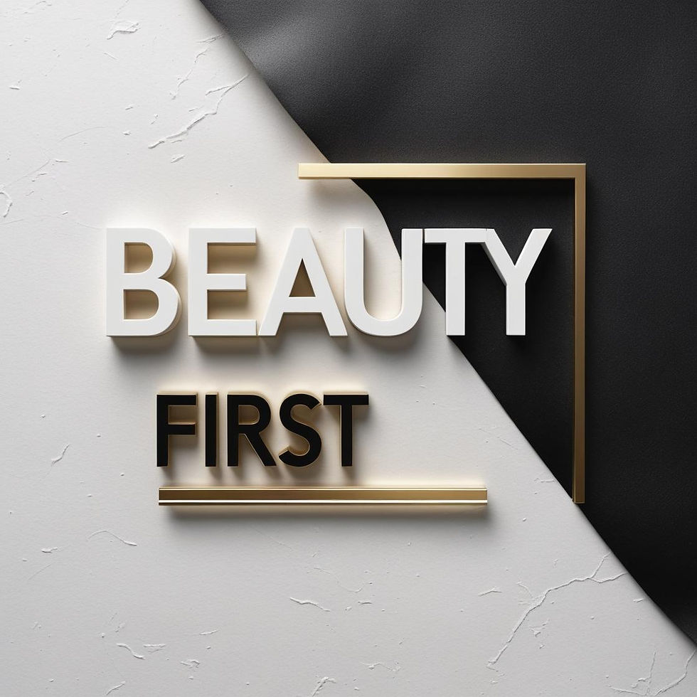 Design a minimalist editorial luxury logo for “BEAUTY FIRST .” _Use Playfair Display Bold