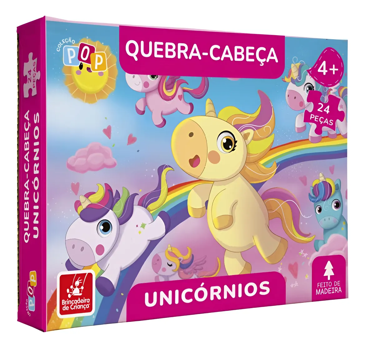 Quebra Cabeça Unicórnios 24 Peças Madeira Puzzle Infantil