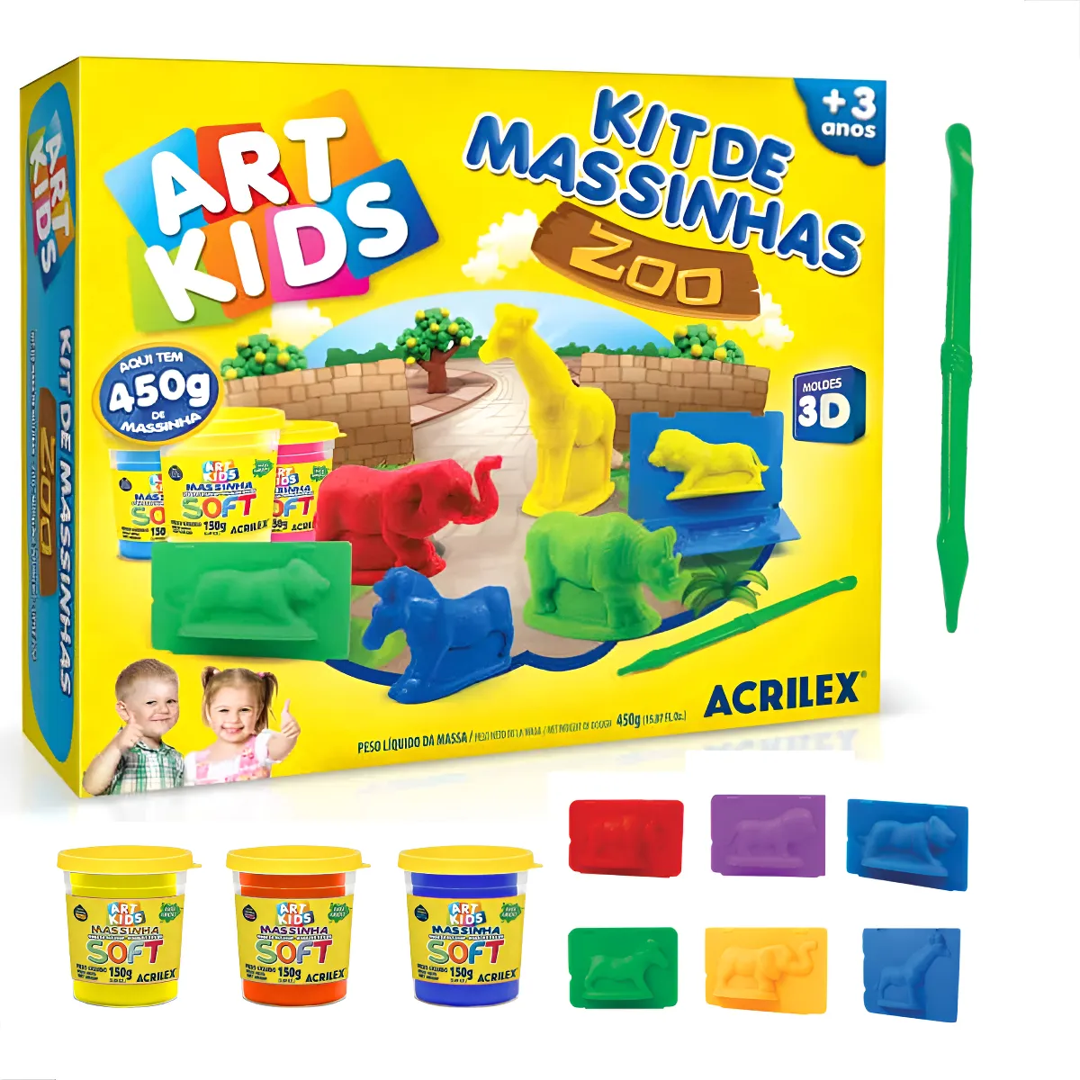 Kit De Massinha De Modelar Acrilex 450g Zoológico