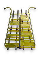 Detalhe das teclas da lira de fanfarra VTone 25 teclas