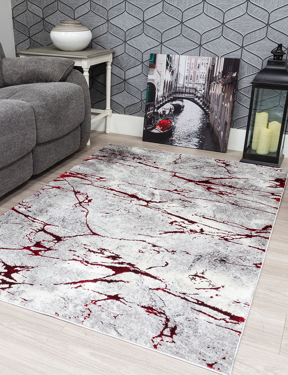 Thumbnail: Glitz Marble Red Rug